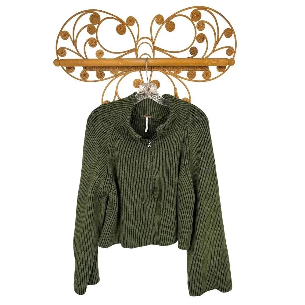Free People Women's Green Greta Half Zip L